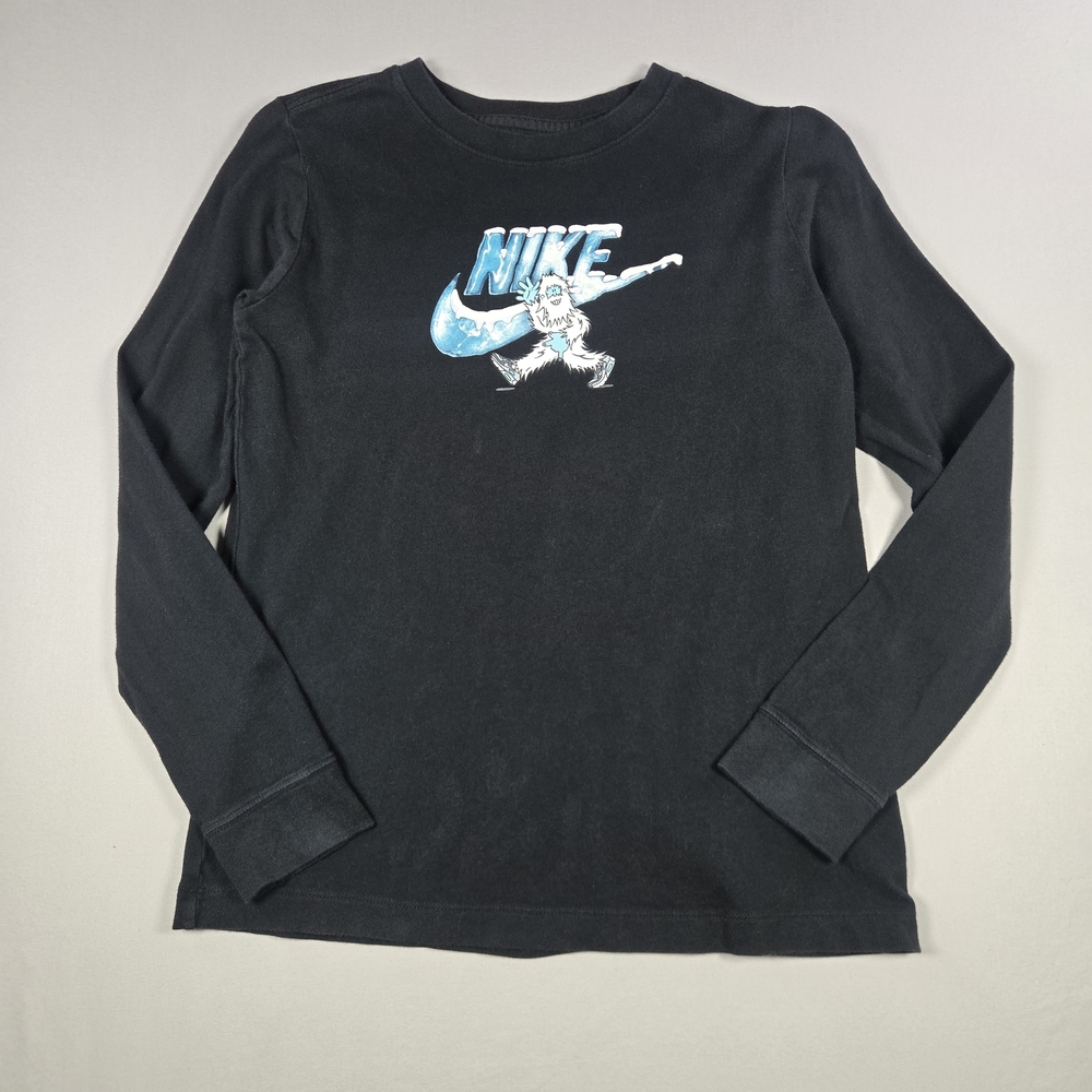 Nike Boys Black Yeti Graphic Long Sleeve Graphic Tee Shirt Large (14-16)